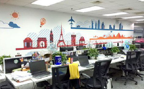 简阳教你设计办公室墙绘的方法。